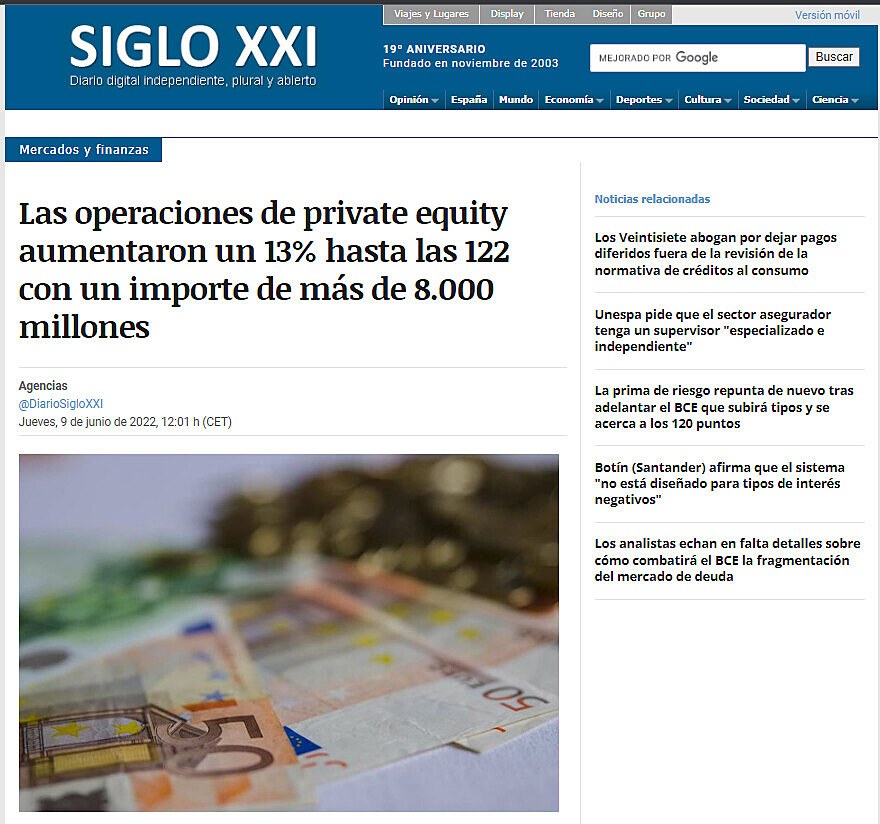 Las operaciones de private equity aumentaron un 13% hasta las 122 con un importe de ms de 8.000 millones